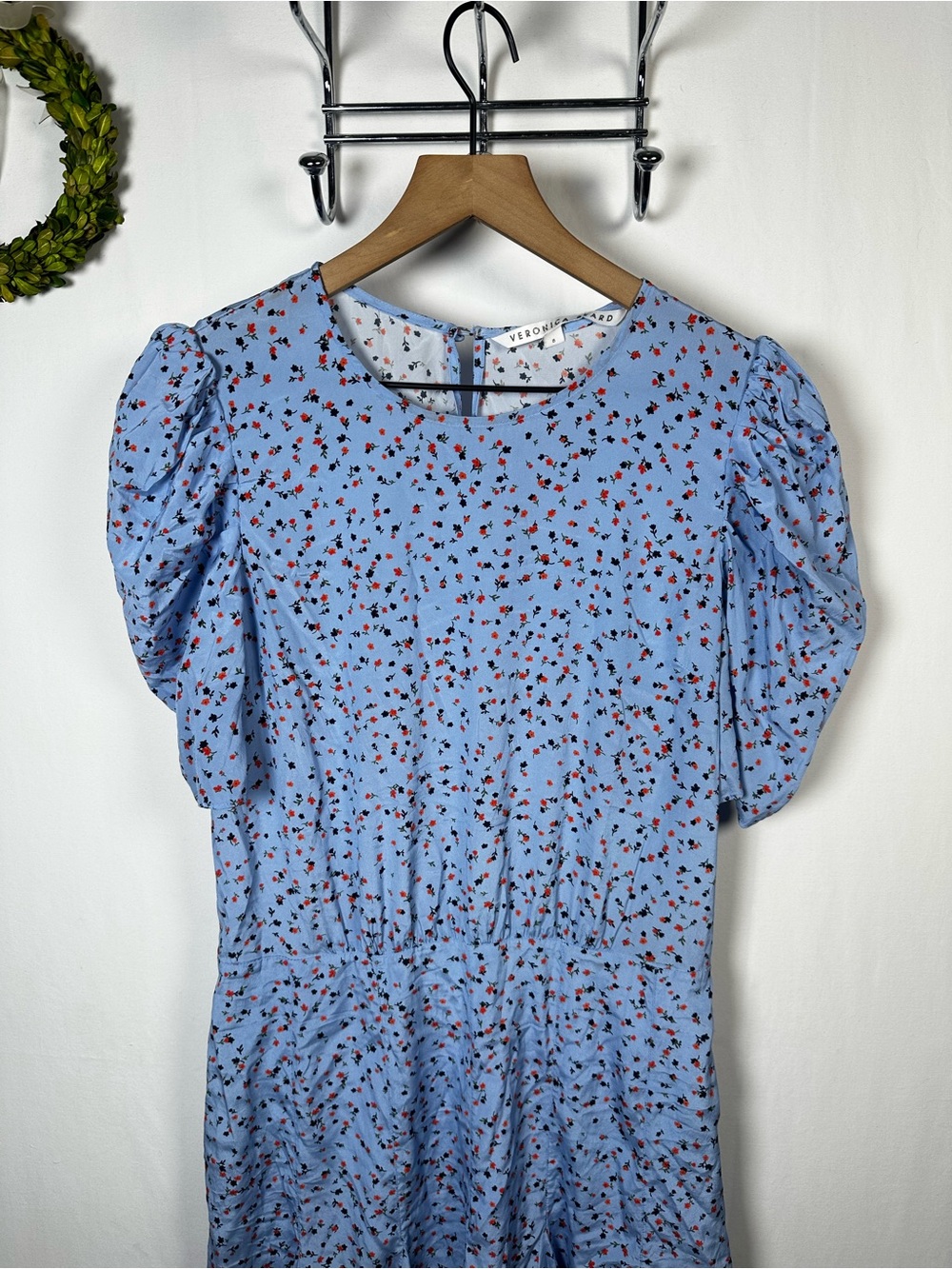 Veronica Beard Lila Floral Silk Puff Mini Puff Sleeves Size 8 - Picture 5 of 8